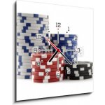 Obraz s hodinami 1D - 50 x 50 cm - Casino Chips, Poker Chips Kasinové čipy, pokerové žetony – Sleviste.cz
