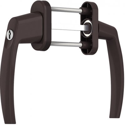 ROTO Balkonový set uzamykatelných klik včetně rozetek VICTORY Barva: Hnědá RAL 8019 – Zboží Mobilmania