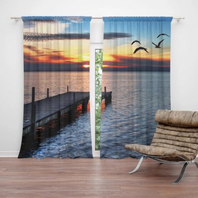 Sablio Závěs Západ slunce nad molem: 2ks 140x250cm – Hledejceny.cz