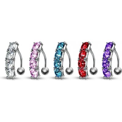 Šperky4U piercing do pupíku s kamínky WP01075-R