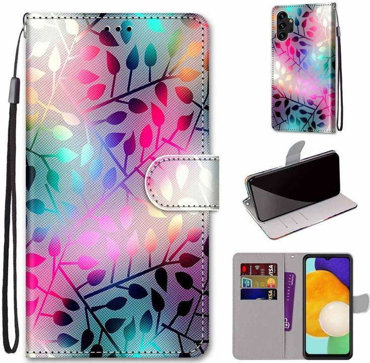 Pouzdro Trendy Cross case Pestrobarevné listy – Samsung Galaxy A13