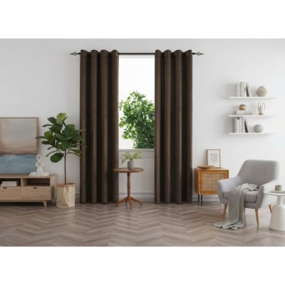 Zatemňovací závěs DUNES VELVET 140x250 cm, hnědý Zavěšení: Kovové kroužky – Hledejceny.cz