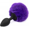 Anální kolík AfterDark Butt Plug with Pompon Black/Purple Size S