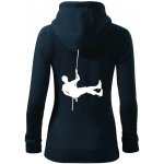 Visící horolezec dámská mikina trendy zipper s kapucí Námořní modrá velmi tmavá téměř černá – Zboží Dáma