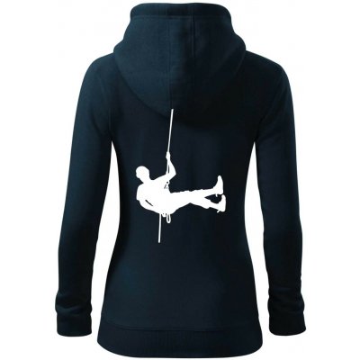 Visící horolezec dámská mikina trendy zipper s kapucí Námořní modrá velmi tmavá téměř černá – Zboží Dáma