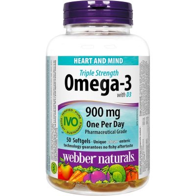 Webber Naturals Omega-3 with D3 900 mg podpora imunity 50 cps