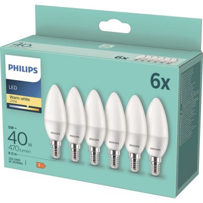 Philips Lighting 871951431344600 LED EEK2021 F A G E14 svíčkový tvar 5 W = 40 W teplá bíl – Zboží Mobilmania