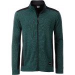 JAMES & NICHOLSON na zip Knitted Workwear Fleece JN862 Zelená tmavá melír Černá – Zboží Mobilmania