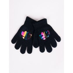 Dívčí pětiprsté rukavice Yoclub s hologramem RED-0068G-AA50-004 Black