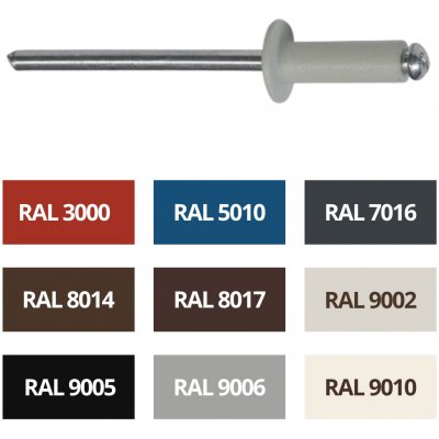 DIN 7337 3.2x6 Al/St Černý (RAL9005) nýt s trnem, plochá hlava, Al/St – Zboží Mobilmania