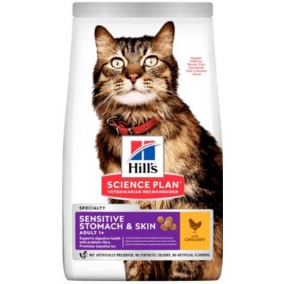 Samohýl Hill's Science Plan Feline Adult Sensitive Stomach & Skin Chicken Dry 7 kg