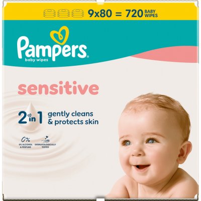 Pampers vlhčené ubrousky Sensitive 9 x 80 ks – Hledejceny.cz