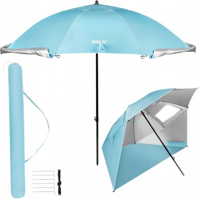 Plážový slunečník / paraván NILS Camp NC17114 240 cm modrý – Sleviste.cz
