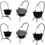 Kessel kotlíky servírovací na guláš smalt 0,8 l set 6 ks černé stojany na servírovací kotlíky 6 ks – Hledejceny.cz