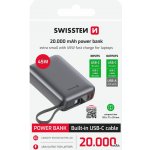 Swissten 20000 mAh 45W s integrovaným kabelem USB-C vesmírně stříbrná 22013976 – Hledejceny.cz