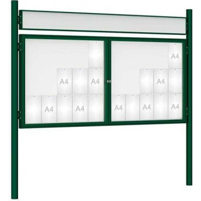 PROCITY Venkovní vitrína model 1000 dvoukřídlá 30 x A4, zelená, včetně sloupků a záhlaví | Zboží Auto