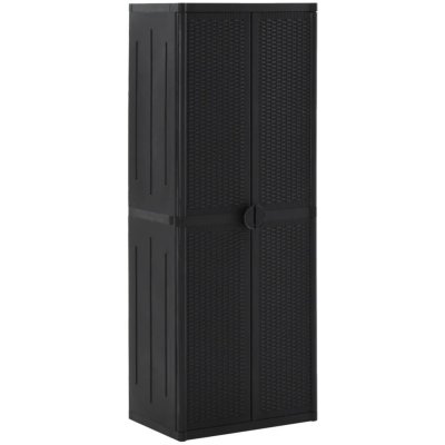Omaxi Zahradní úložná skříň černá 65 x 45 x 172 cm PP ratan 768068 – Zboží Mobilmania