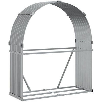 Shumee Dřevník, pozinkovaná ocel, světle šedý 120 x 45 x 140 cm – HobbyKompas.cz