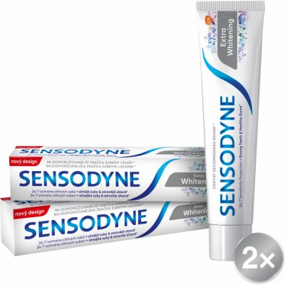 Sensodyne Extra Whitening bělicí zubní pasta s fluoridem pro citlivé zuby 2 x 75 ml – Zbozi.Blesk.cz