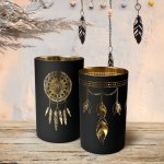 Gilde LED Skleněný svícen Lapač snů, černý, malý – Hledejceny.cz