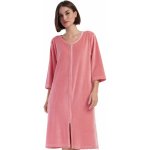 Elegantní hřejivý župan na zip ze sametu na kojení do porodnice 1TB0085 růžová – Zboží Dáma