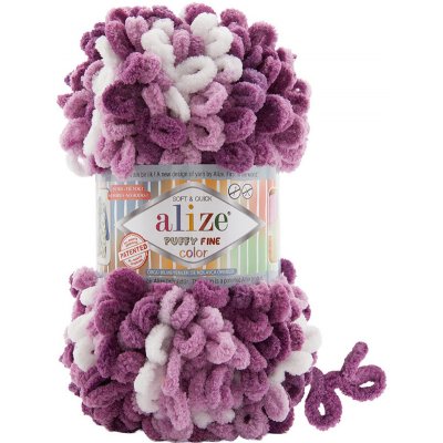 Alize Puffy fine color 8056 bílá a odstíny fialové – Hledejceny.cz