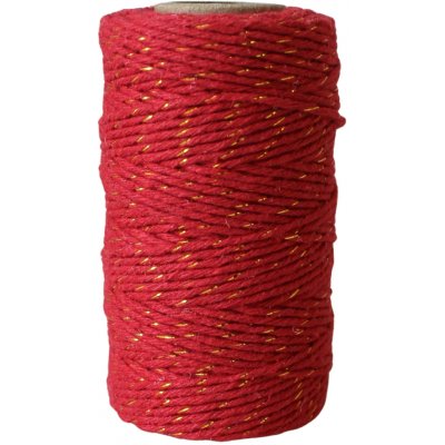 Bella Rose Bavlněný provázek 50 m – Red / Gold, červená barva, textil – Zboží Dáma