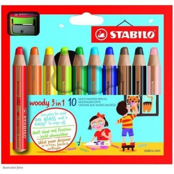 Stabilo 880/10-2 Woody plus ořezávátko 10 ks