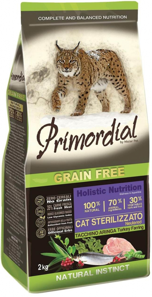 Primordial Pet Food GF Cat Sterilizzato Turkey&Herring 2 kg