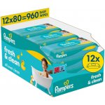 Pampers Fresh Clean Vlhčené ubrousky 12 x 80 ks – Hledejceny.cz