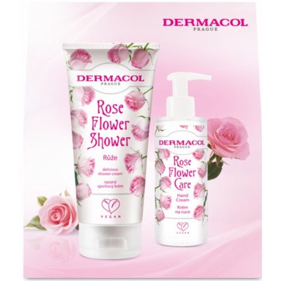 Dermacol Rose Flower - Růže opojný sprchový krém 200 ml + hydratační krém na ruce 150 ml, kosmetická sada pro ženy – Hledejceny.cz