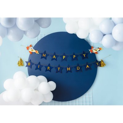 GRL108 Party Deco Narozeninová girlanda pro pilota tm.modrá 13x250cm – Zboží Mobilmania