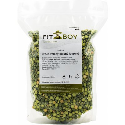 Fitboy Hrách zelený půlený loupaný 1 kg – Sleviste.cz