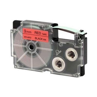 Casio originální páska do tiskárny štítků, Casio, XR-9RD1, černý tisk/červený podklad, nelaminovaná, 8m, 9mm