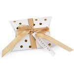 Dárková krabička 6,5 x 9 cm - bílá se zlatými puntíky – Sleviste.cz