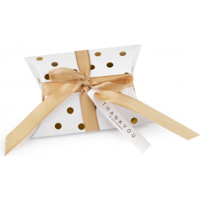 Dárková krabička 6,5 x 9 cm - bílá se zlatými puntíky – Sleviste.cz