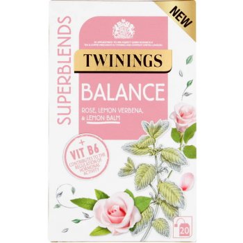Twinings čaj SUPERBLENDS BALANCE s růží citrónovou verbenou a meduňkou 20 sáčků 32 g