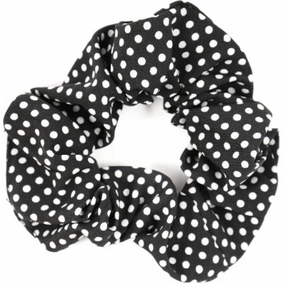Látková gumička do vlasů s puntíkem Barva: černá – Zboží Mobilmania