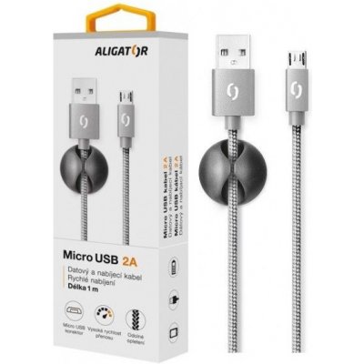 Datový kabel ALIGATOR PREMIUM 2A, USB-C šedý (DATKP08) – Zboží Mobilmania