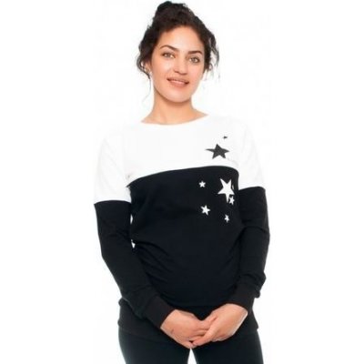 Be MaaMaa těhotenské a kojící triko mikina Stars dlouhý rukáv černo-bílá – Zboží Mobilmania