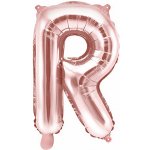PartyDeco Fóliový balónek Mini Písmeno R 35 cm růžovo zlatý – Zboží Mobilmania