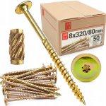 Tesařský vrut 8x320 talířová hlava TORX 50 Ks. – Hledejceny.cz