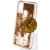 Pouzdro a kryt na mobilní telefon Samsung 1Mcz Liquid Diamond Sparkle ochranné s přesépacím efektem třpytek Samsung Galaxy M21 zlaté