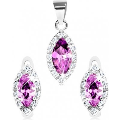 Šperky Eshop Rhodiovaný set stříbro 925 zrnko tanzanitové barvy s čirým lemem R27.20 – Sleviste.cz