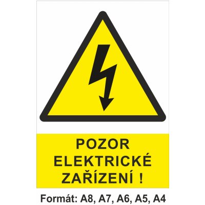 Výstražná značka Pozor elektrické zařízení | Samolepka, A5 – Zbozi.Blesk.cz