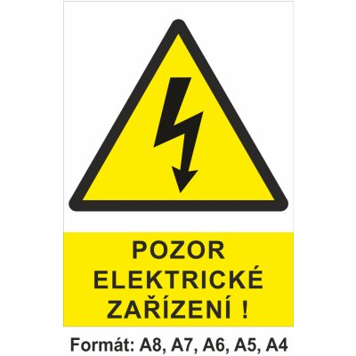 Pozor elektrické zařízení | Samolepka, aršík 90ks-5x1.6 cm – Zboží Mobilmania