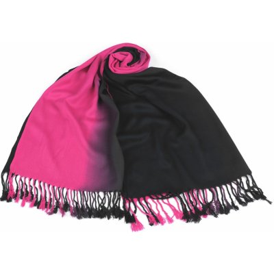 Šátek šála ombré s třásněmi 13 pink černá