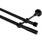 OK-GarnýžeCZ Garnýž kovová dvouřadá 19mm Techno černá 450 cm do stěny / na tunýlek - bez kroužků – Zboží Mobilmania