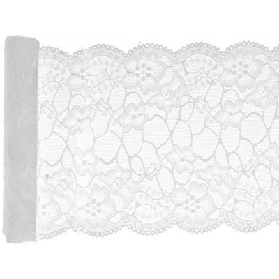 Svatba-eshop Premium krajková šerpa bílá 18 cm x 3 m - šerpa na slavnostní svatební stůl – Zboží Mobilmania