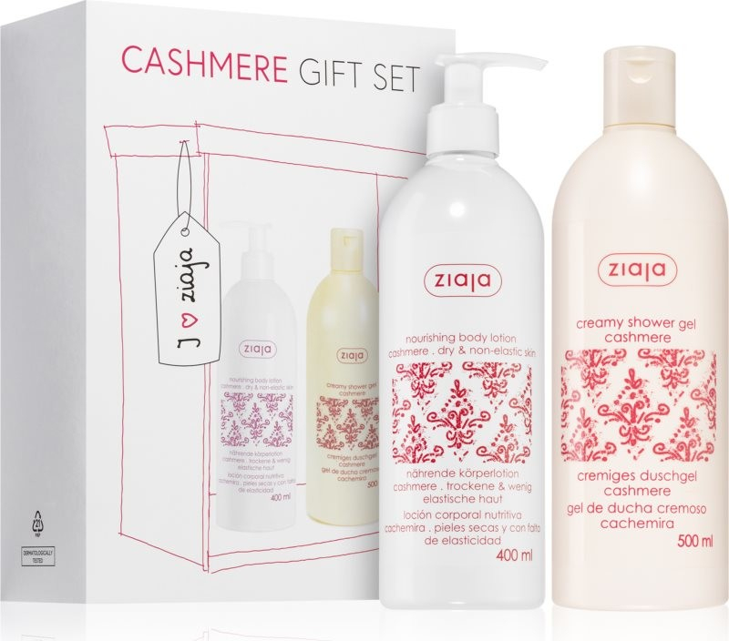 Ziaja Cashmere krémový sprchový gel 500 ml + vyživující tělové mléko 400 ml kosmetická sada